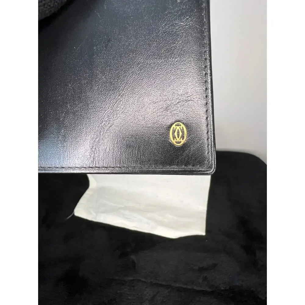 Cartier Must de Cartier Black Leather Long Wallet Card Holder Made in France
